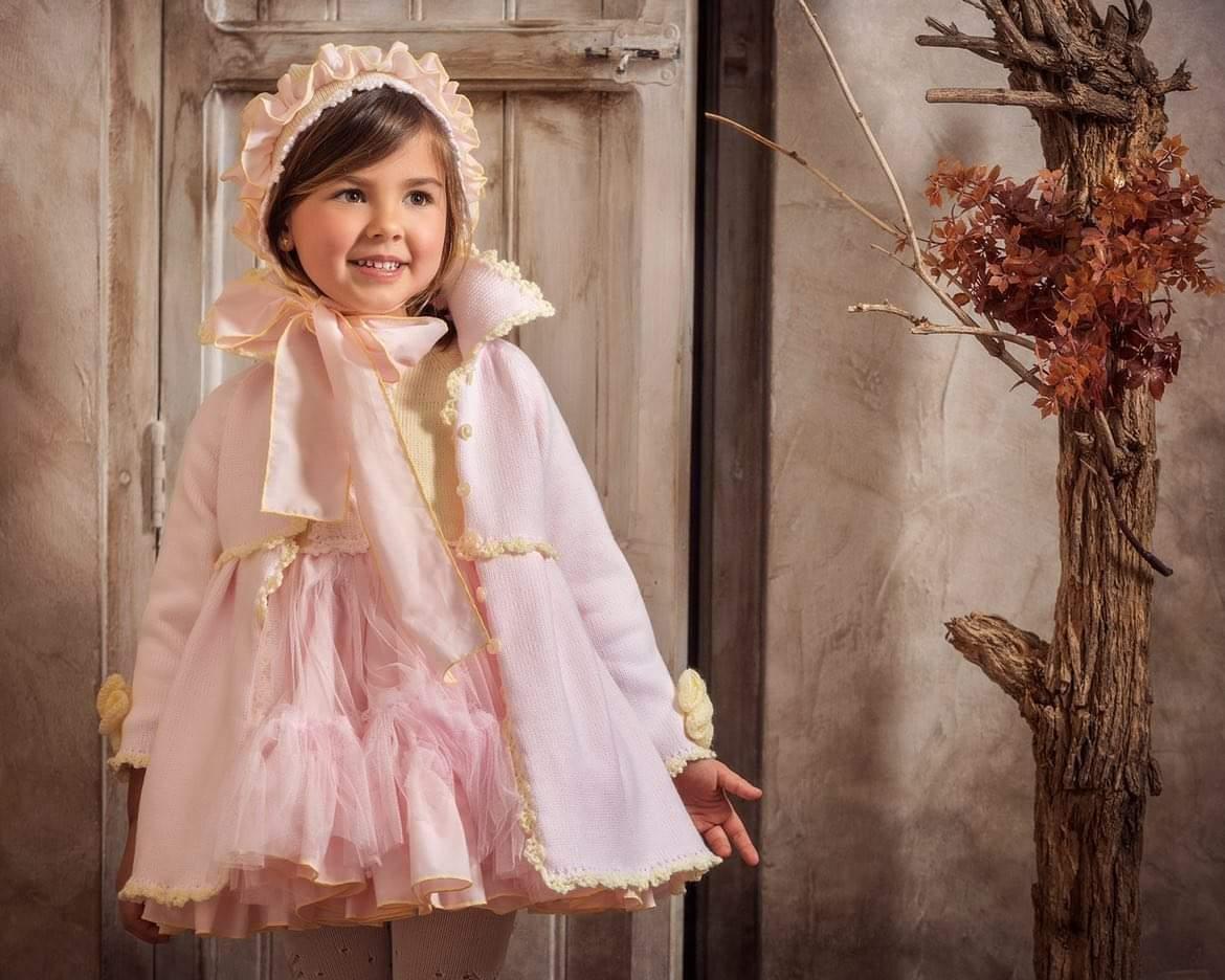 Ela Confeccion Ballerina Girls Pink Tulle Dress, Knickers & bonnet - in stock