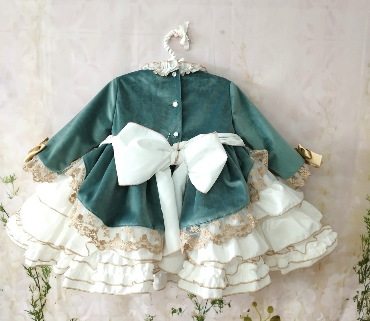 Sonata Teal Velvet Dress AW (Made to order)