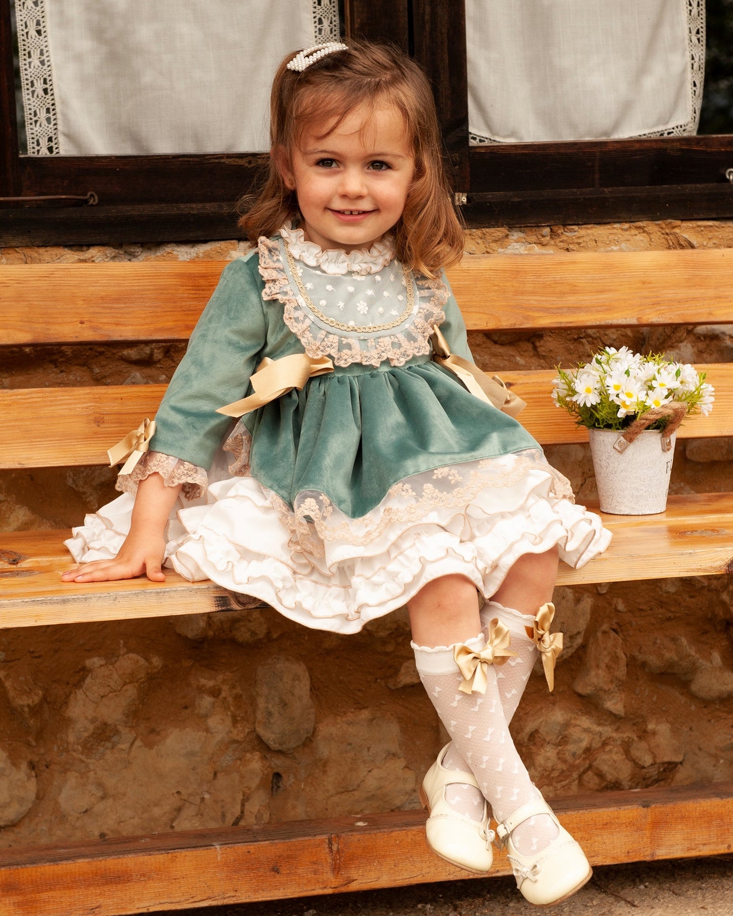 Sonata Teal Velvet Dress AW (Made to order)