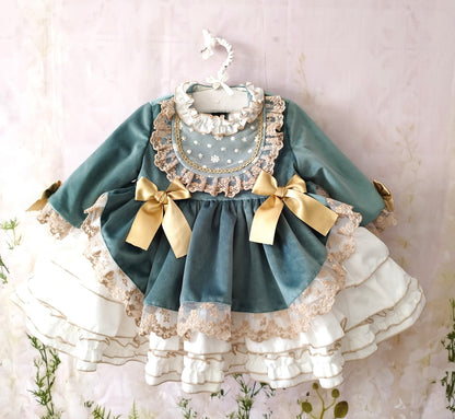 Sonata Teal Velvet Dress AW (Made to order)