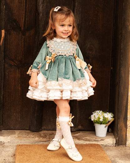 Sonata Teal Velvet Dress AW (Made to order)