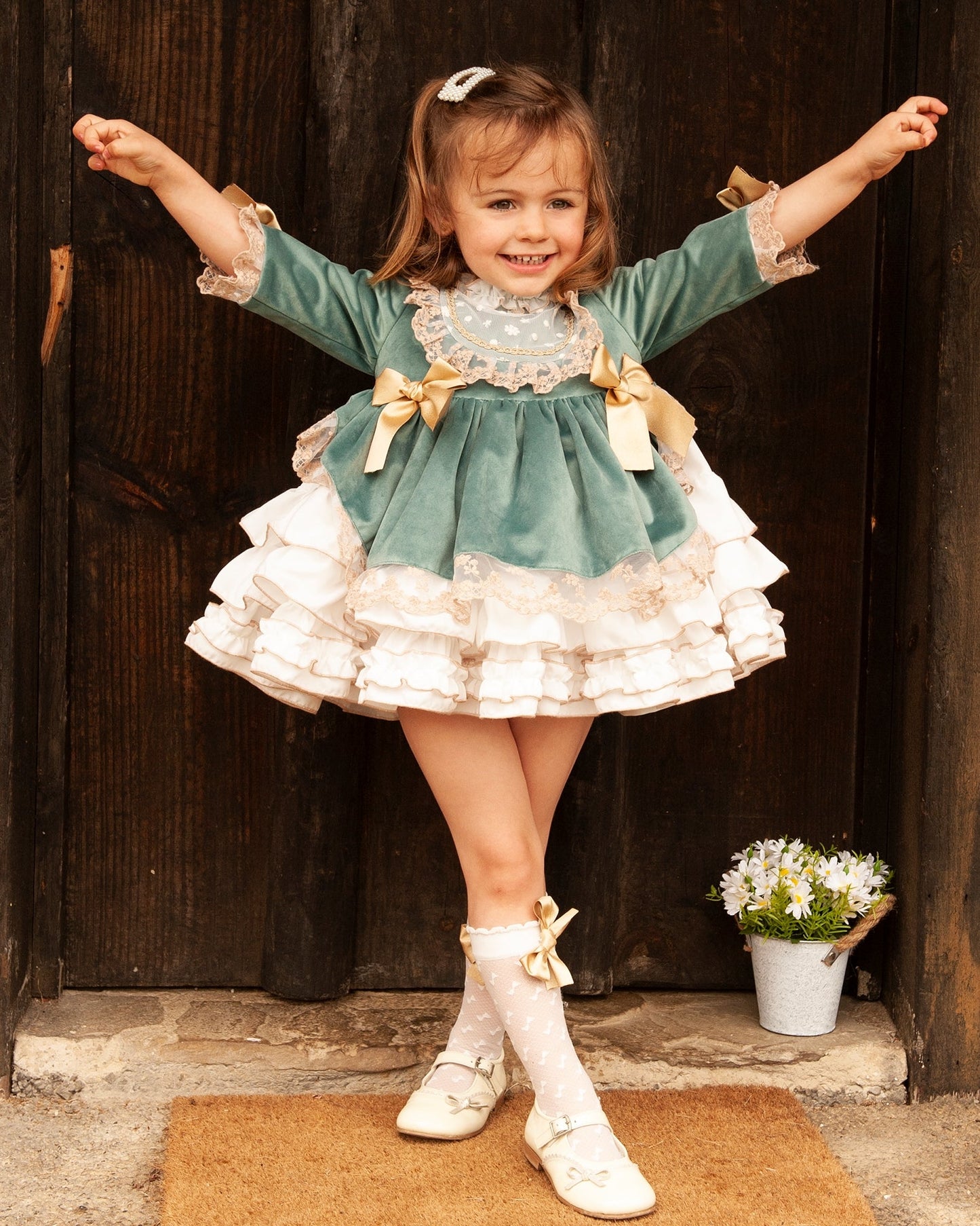 Sonata Teal Velvet Dress AW (Made to order)