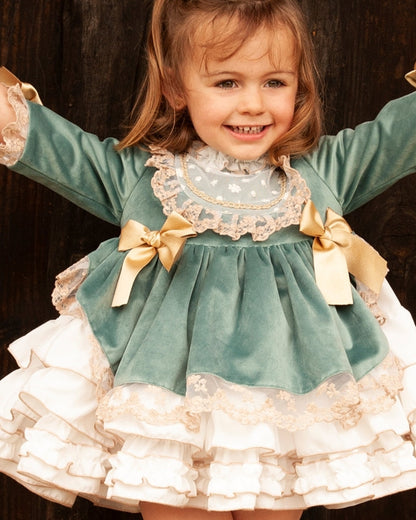 Sonata Teal Velvet Dress AW (Made to order)