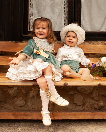 Sonata Boys Teal Smocked Shirt & Shorts Set AW (Made to order)