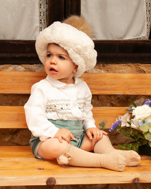 Sonata Boys Teal Smocked Shirt & Shorts Set AW (Made to order)