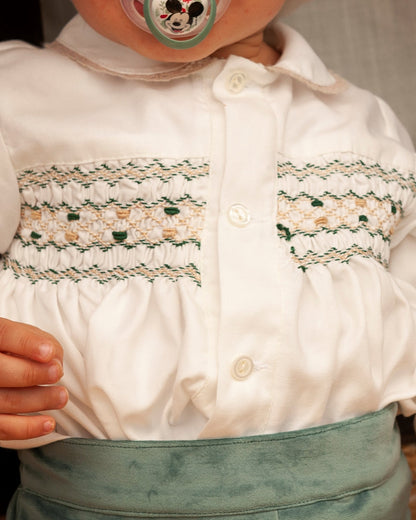 Sonata Boys Teal Smocked Shirt & Shorts Set AW (Made to order)
