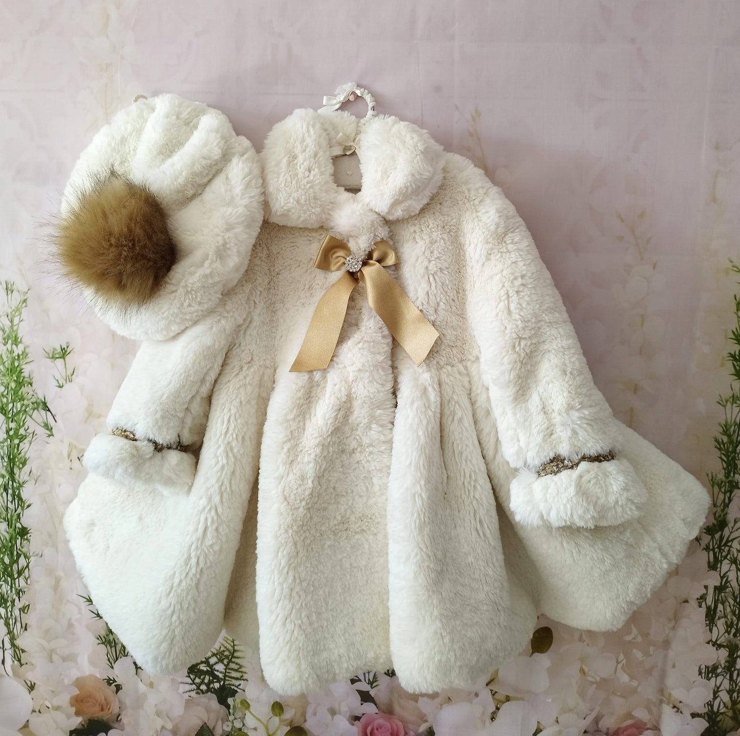 Sonata Luxurious Girls Handmade Cream Coat - AW (Made to order)