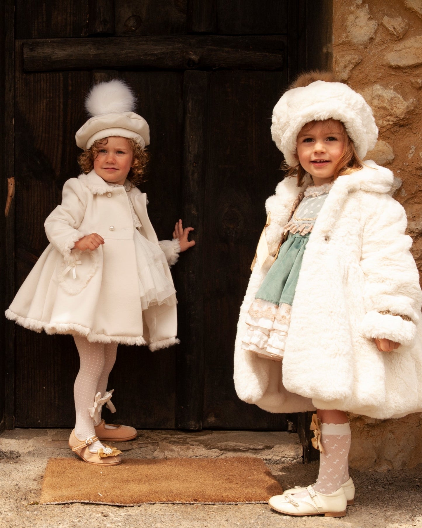 Sonata Luxurious Girls Handmade Cream Coat - AW (Made to order)