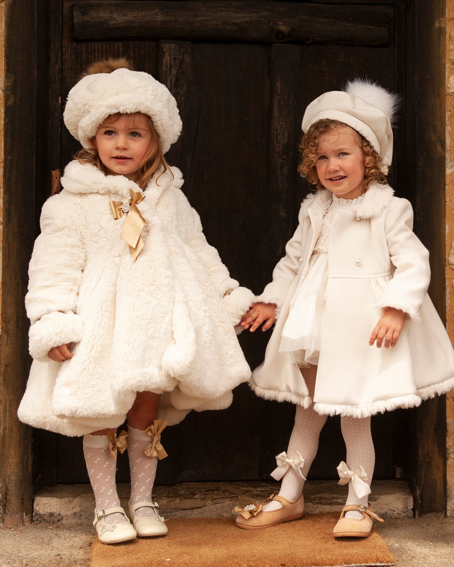 Sonata Luxurious Girls Handmade Cream Coat - AW (Made to order)