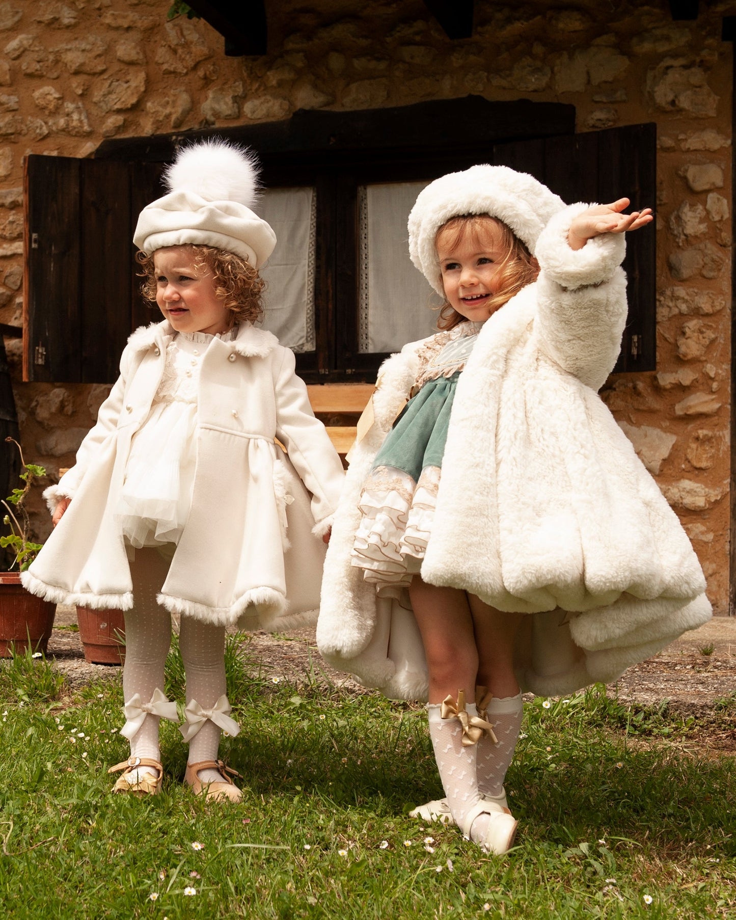 Sonata Luxurious Girls Handmade Cream Coat - AW (Made to order)