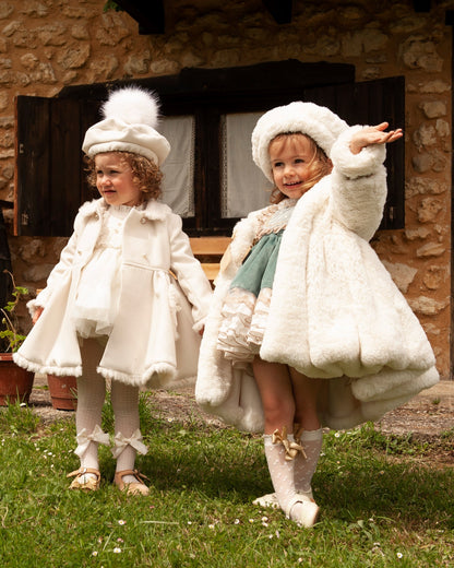 Sonata Girls Cream Heart Pocket Coat AW (Made to order)