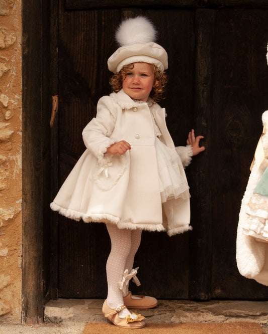 Sonata Girls Cream Heart Pocket Coat AW (Made to order)