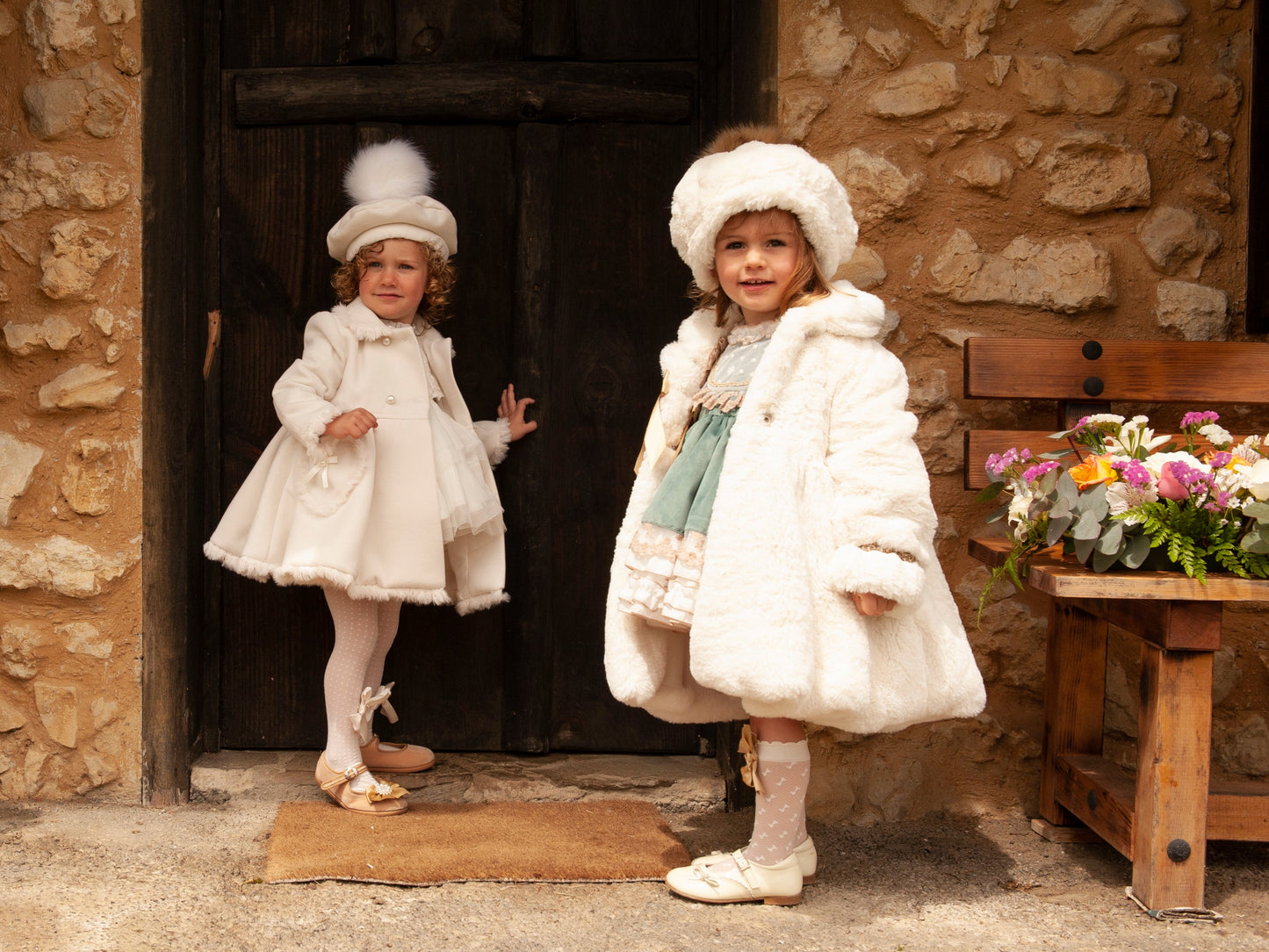 Sonata Luxurious Girls Handmade Cream Coat - AW (Made to order)