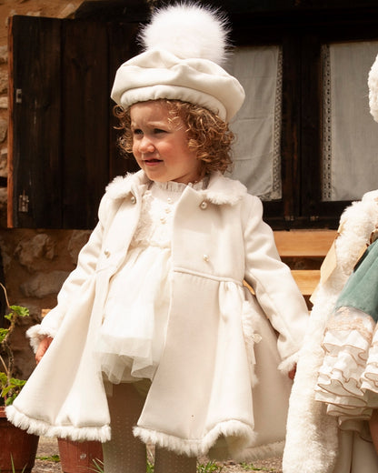 Sonata Girls Cream Heart Pocket Coat AW (Made to order)