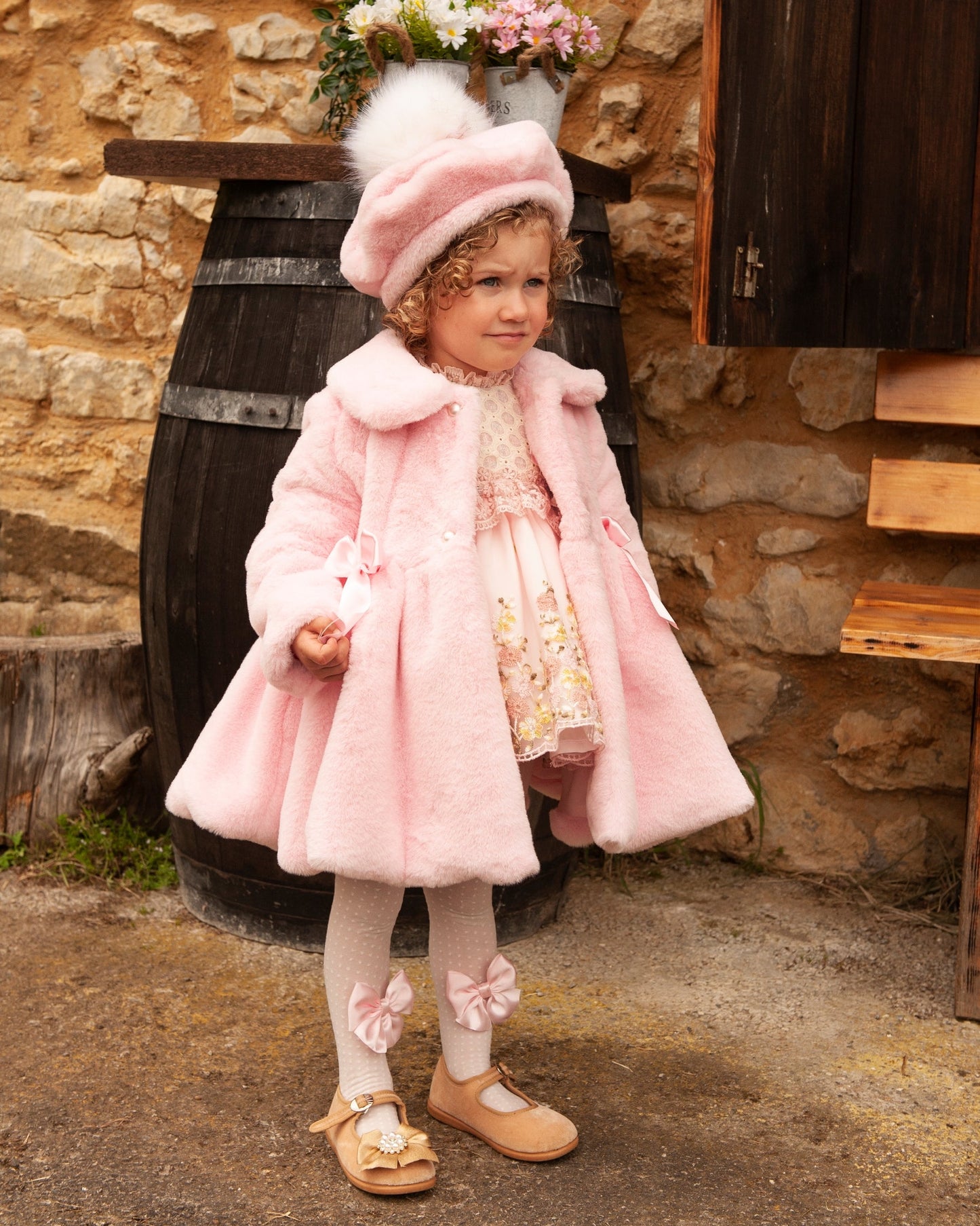 Pink Soft Fur Girls Handmade Sonata Coat AW (Made To Order)