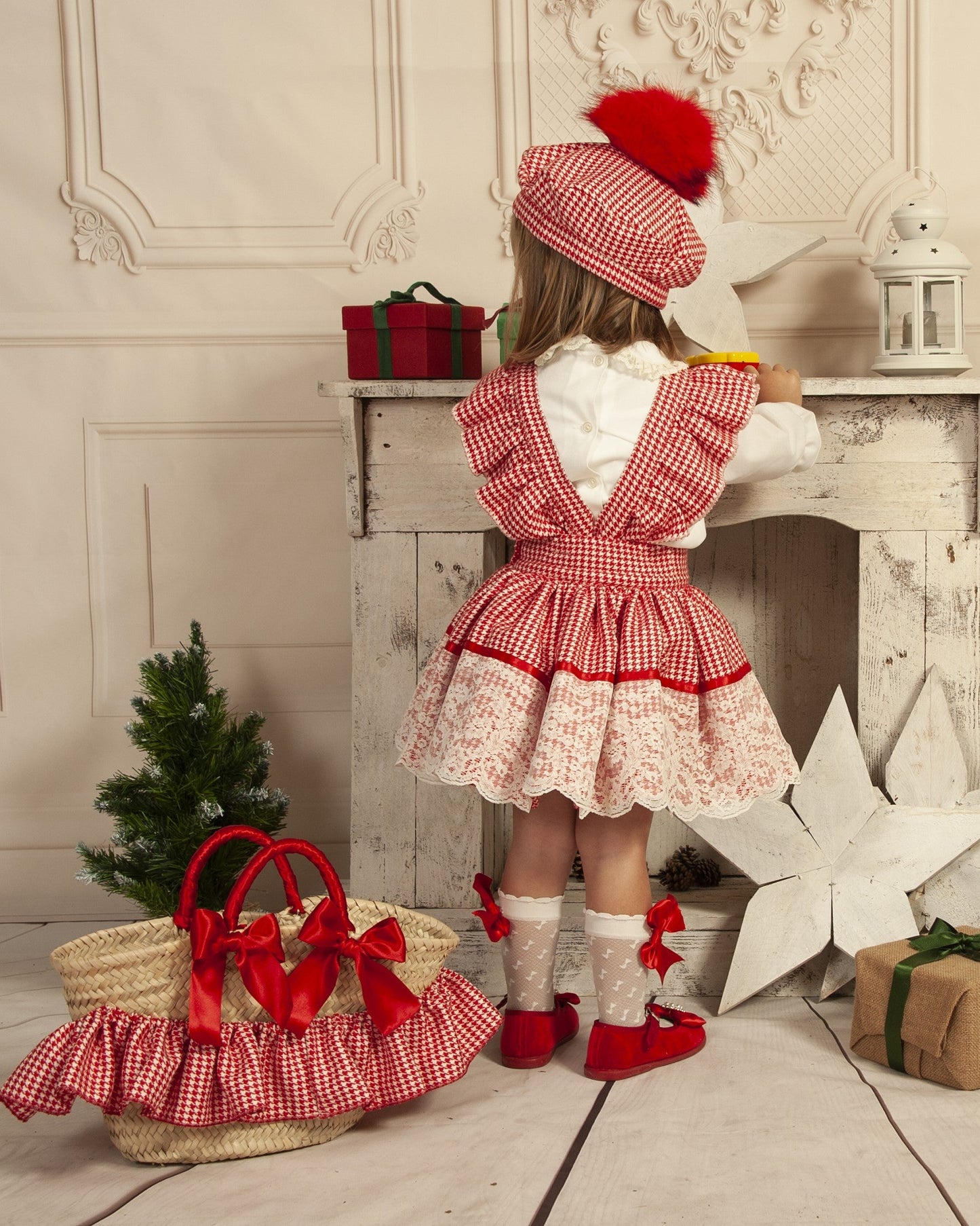 Sonata Girls Red Checked H-Bar Dress & Blouse Set AW (Made to order)