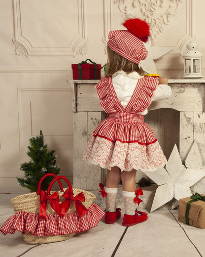 Sonata Girls Red Checked H-Bar Dress & Blouse Set AW (Made to order)