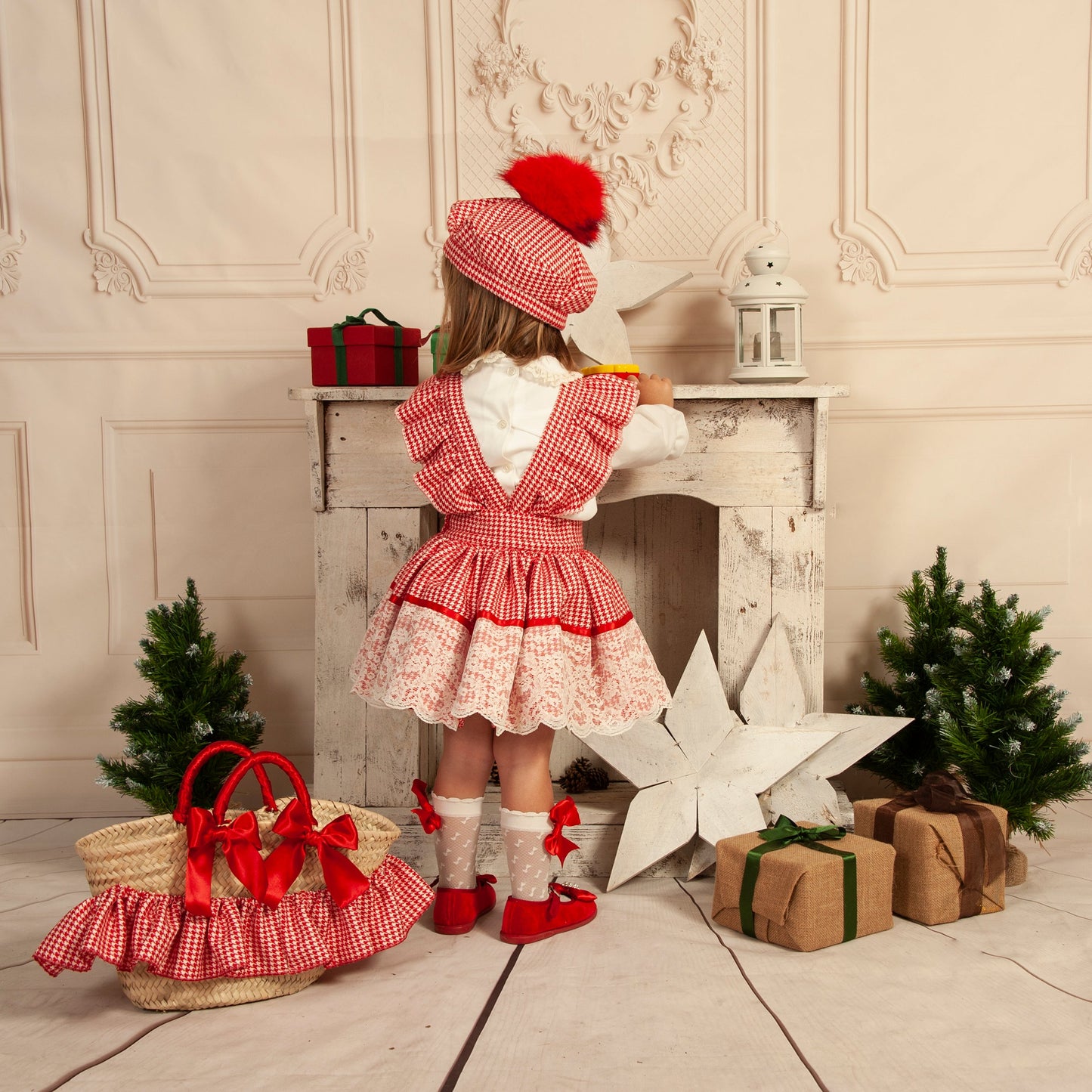 Sonata Girls Red Checked H-Bar Dress & Blouse Set AW (Made to order)