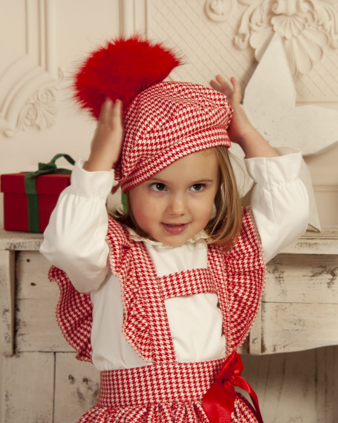 Sonata Girls Red Checked H-Bar Dress & Blouse Set AW (Made to order)