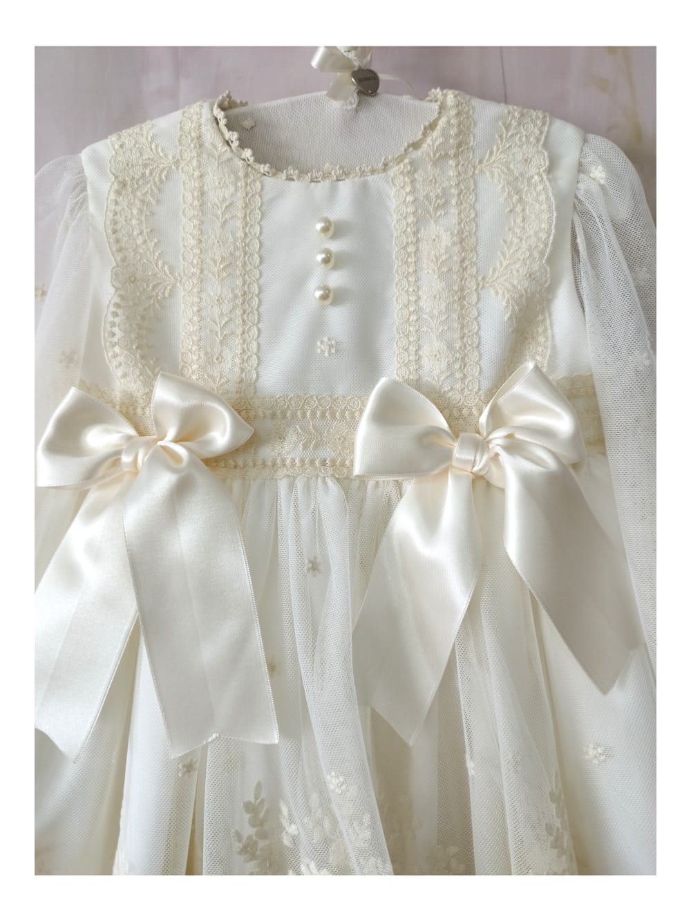 Sonata Girls Ivory Hand Embroidered Dress - (Made To Order)
