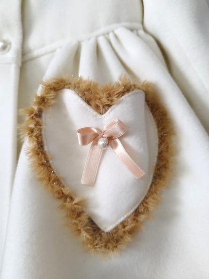 Sonata Girls Cream & Brown Faux Fur Coat AW (Made to order)