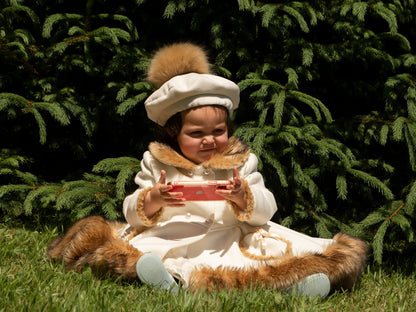 Sonata Girls Cream & Brown Faux Fur Coat AW (Made to order)