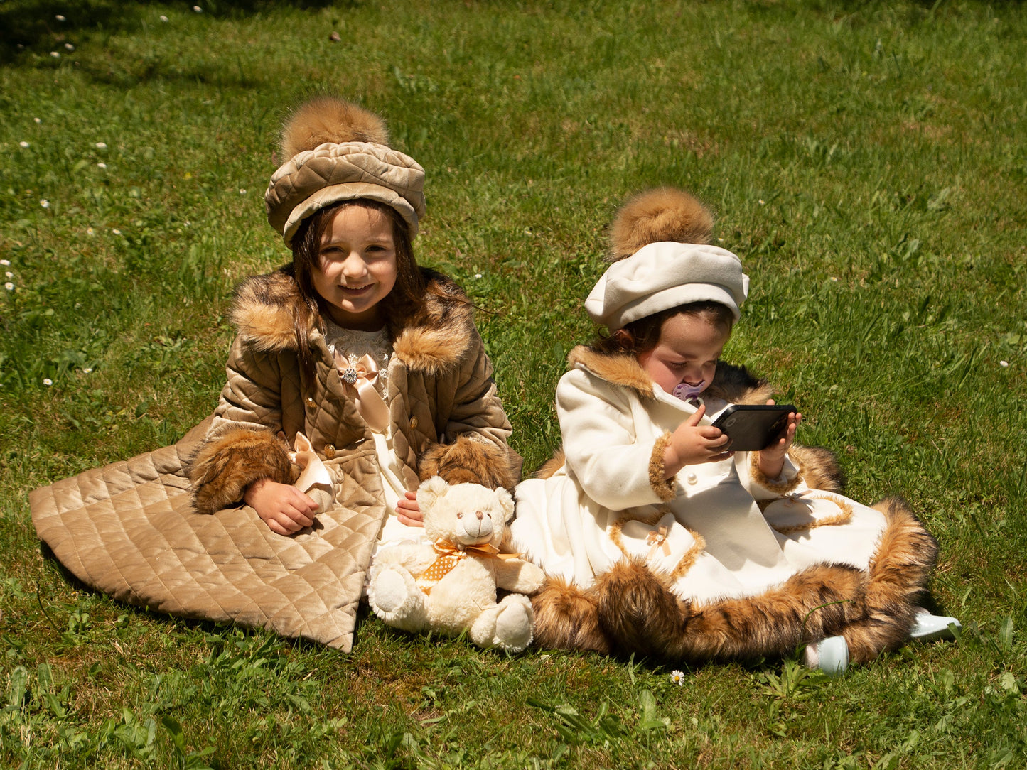 Sonata Girls Cream & Brown Faux Fur Coat AW (Made to order)