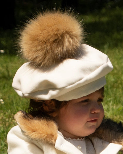 Sonata Girls Cream & Brown Faux Fur Coat AW (Made to order)