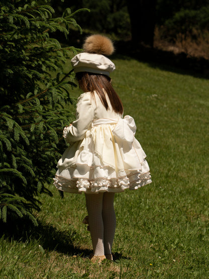 Sonata Cream & Gold Puffball Dress AW (Made to order)