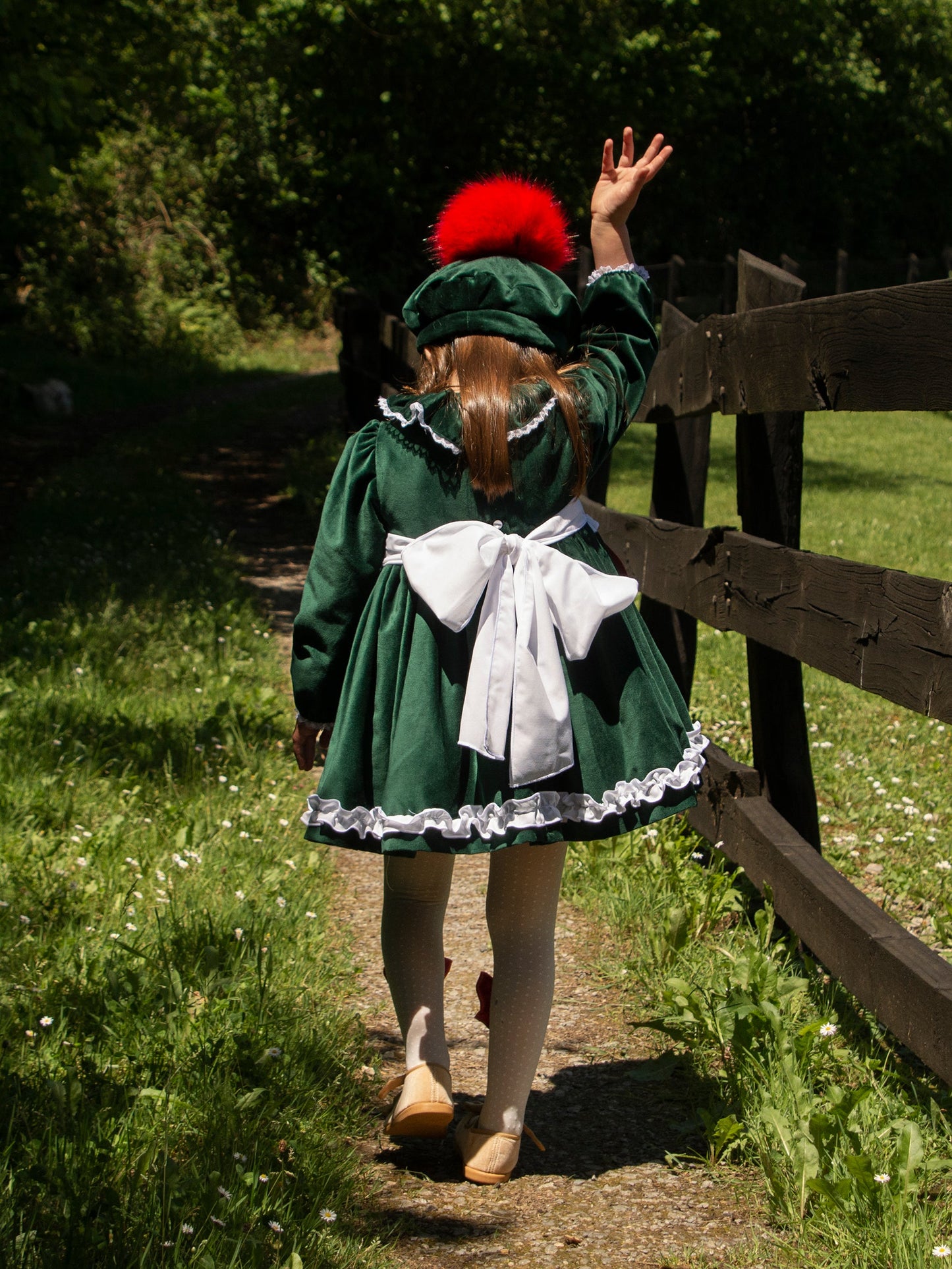 Sonata Bottle Green Pearl Smocked Dress (In Stock)