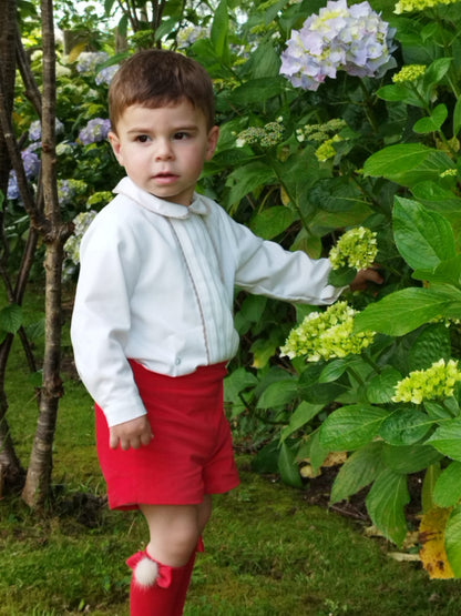 Sonata Boys Shirt And Red Shorts Set AW (Made to order)