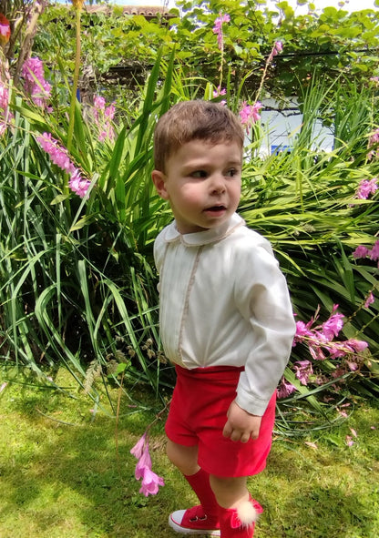 Sonata Boys Shirt And Red Shorts Set AW (Made to order)