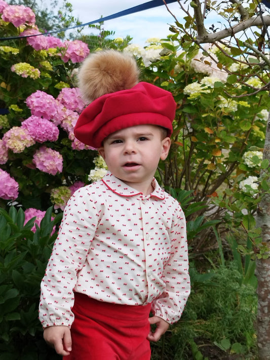 Sonata Boys Red Plumetti Shirt & Shorts Set AW (Made to order)