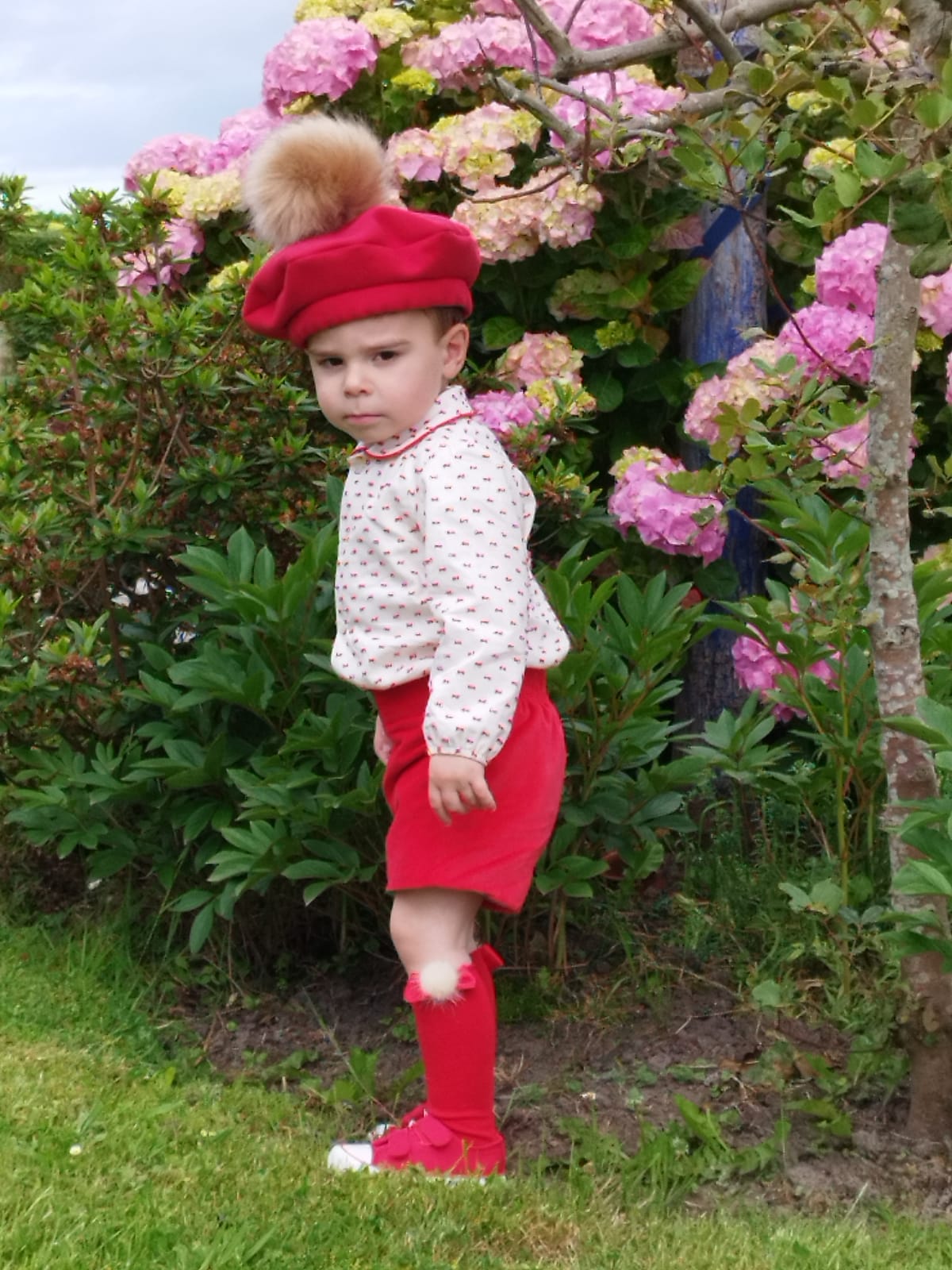 Sonata Boys Red Plumetti Shirt & Shorts Set AW (Made to order)