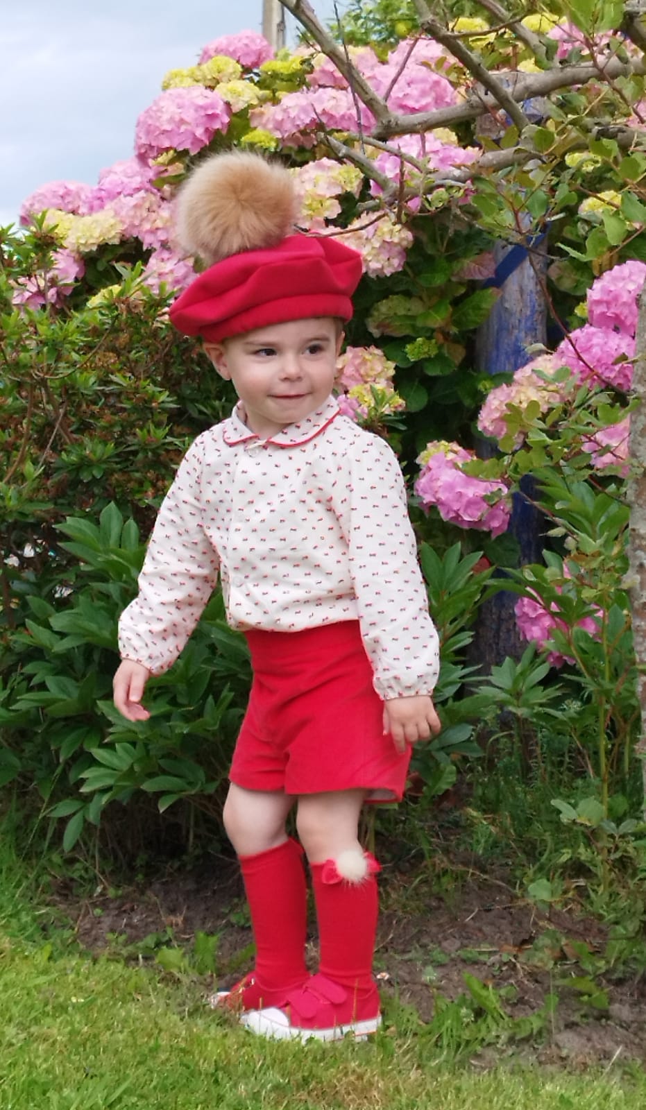 Sonata Boys Red Plumetti Shirt & Shorts Set AW (Made to order)