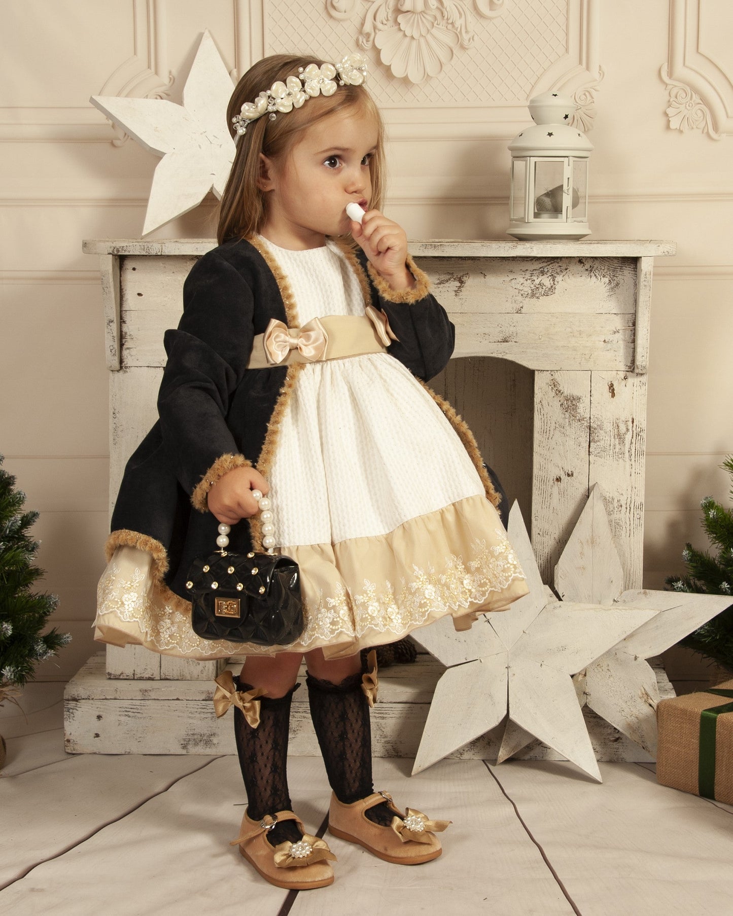Sonata Golden Embroidered Dress (Made to order)