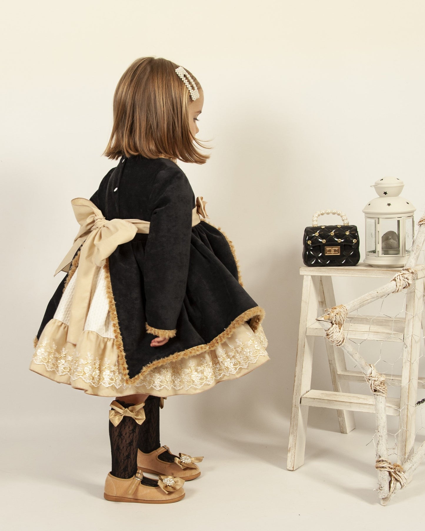 Sonata Golden Embroidered Dress (Made to order)