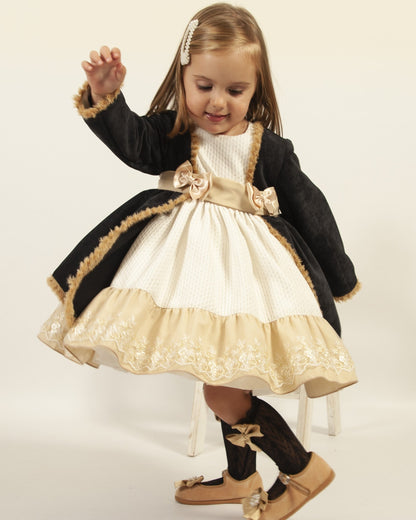 Sonata Golden Embroidered Dress (Made to order)