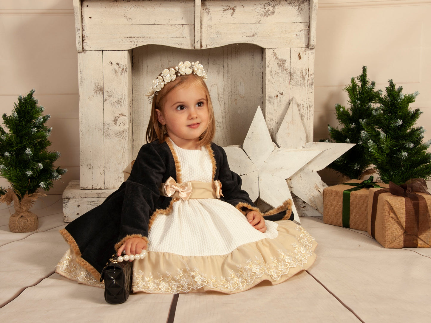 Sonata Golden Embroidered Dress (Made to order)