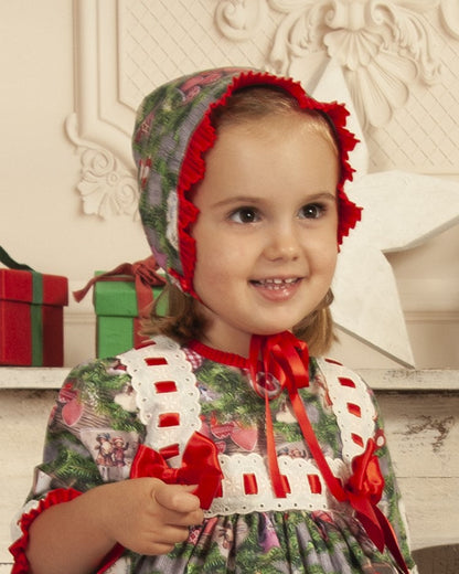 Sonata Christmas Print Puffball Dress & Hair Bow AW (Made to order)