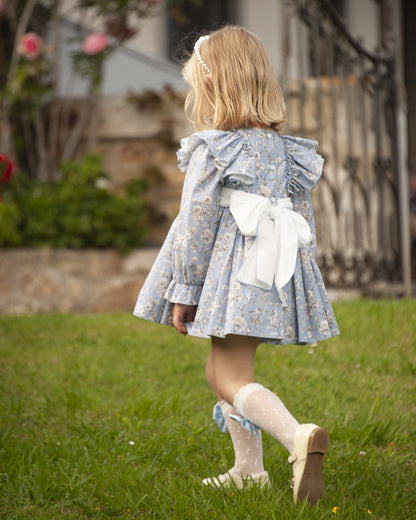 Sonata Girls Blue Floral Smocked Dress (Made to order)