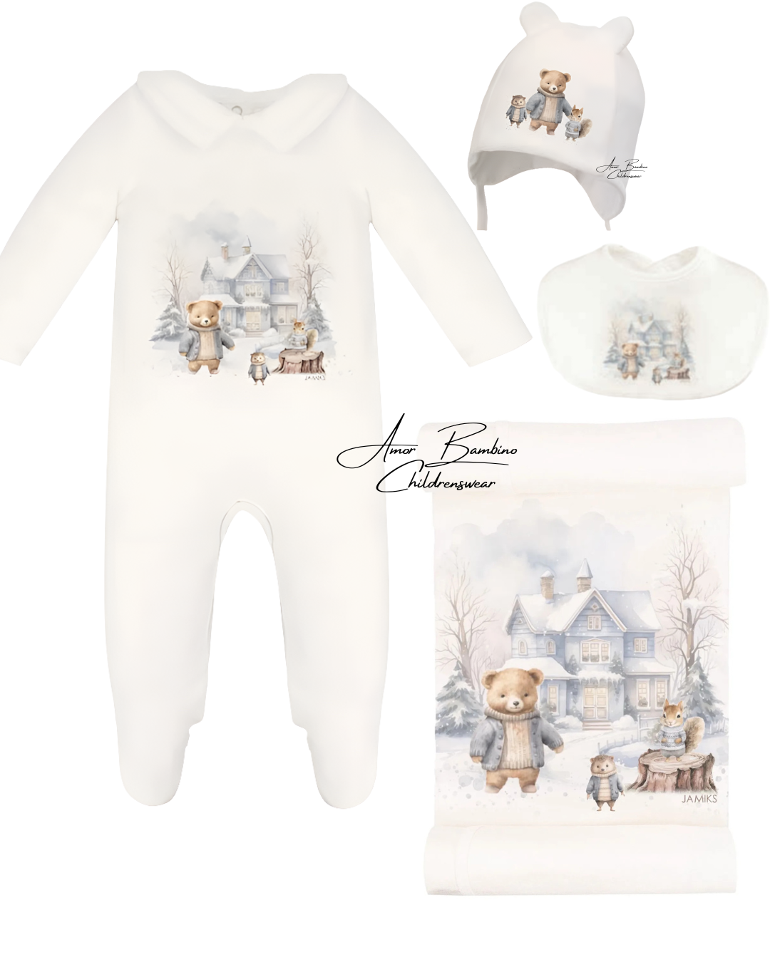 Baby Boys Homero Swaddle, Hat, Bib & Babygrow Set