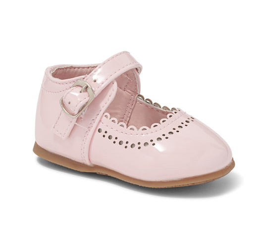 Girls Scalloped Edge Pink Shoes