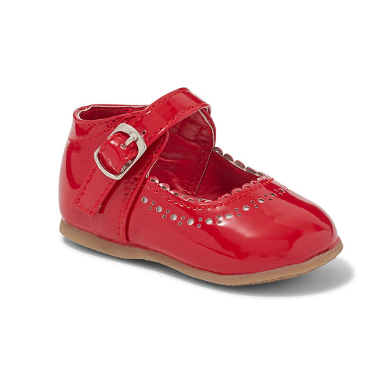 Girls Scalloped Edge Red Shoes