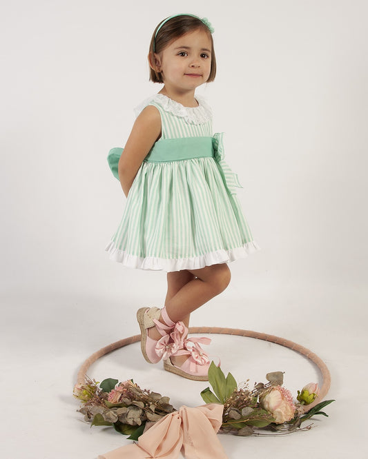 Mint Pinstriped Puffball Dress (In Stock 2y)
