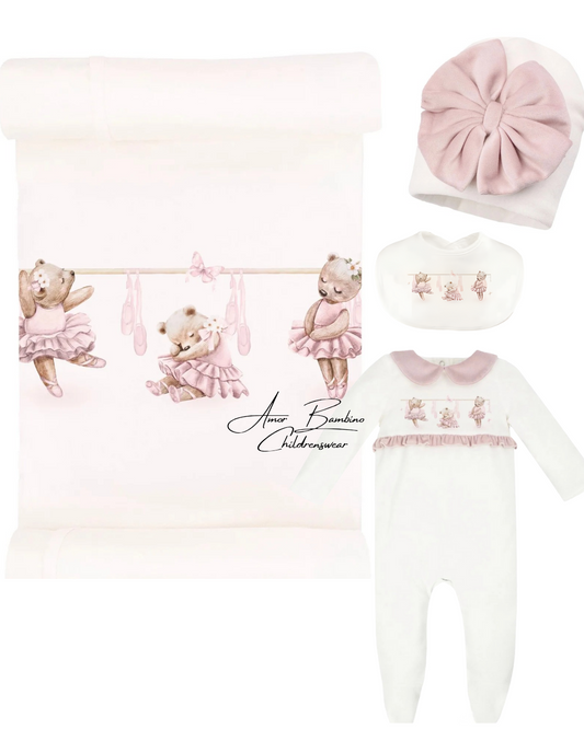 Baby Girls Charlene Swaddle, Hat, Bib & Babygrow Set