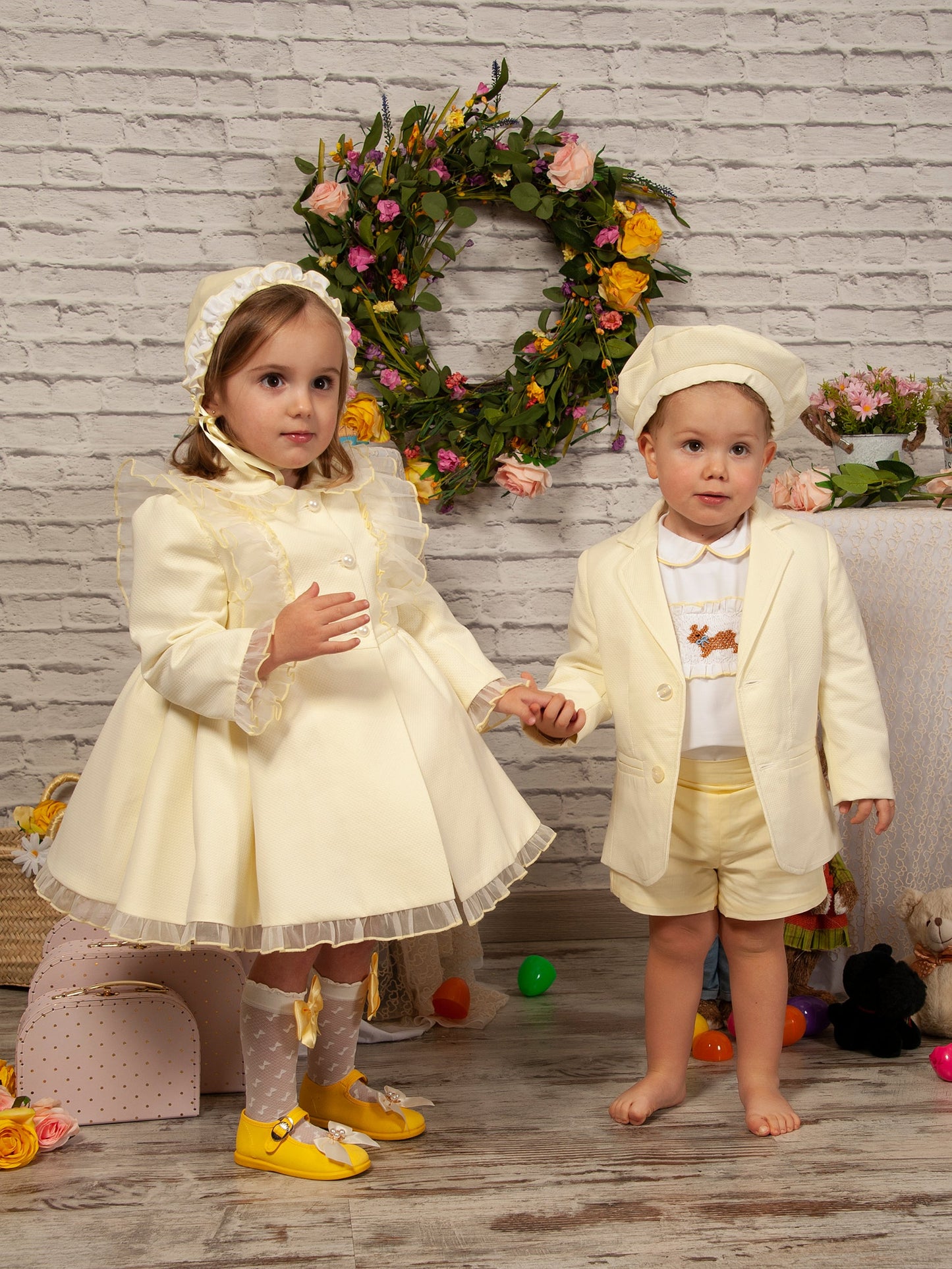 Pale Yellow Boys Handsmocked Easter Bunny H-Bar (Made to order)