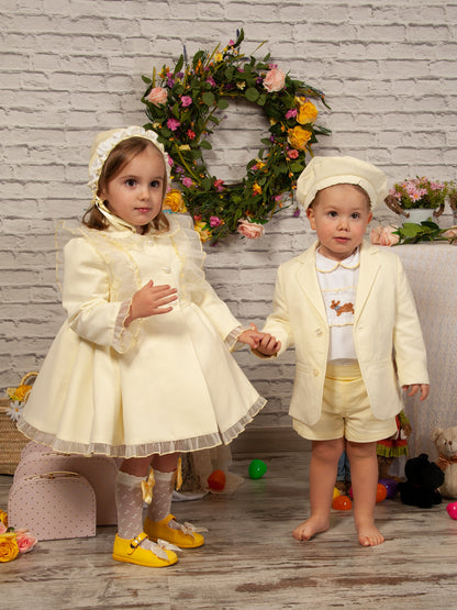 Pale Yellow Boys Handsmocked Easter Bunny H-Bar (Made to order)