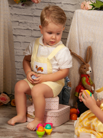 Pale Yellow Boys Handsmocked Easter Bunny H-Bar (Made to order)