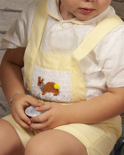Pale Yellow Boys Handsmocked Easter Bunny H-Bar (Made to order)